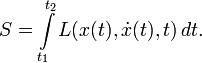  S=\int\limits_{t_1}^{t_2} L\big( x(t),\dot{x}(t),t \big)\, dt. 