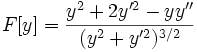 F[y]=\frac{y^2+2y'^2-yy''}{(y^2+y'^2)^{3/2}}