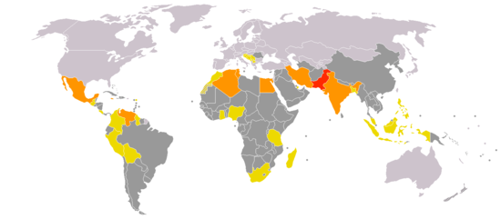 Страны председательствующие в "Группе 77" с 1970 года.