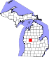 Map of Michigan highlighting Mecosta County.svg
