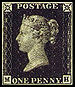 Первая марка «Чёрный пенни», Англия (1840)