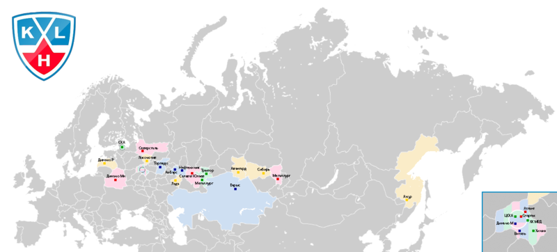 Карта клубов КХЛ