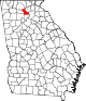 Округ Доусон на карте штата.