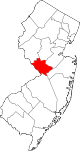 Округ Мерсер на карте штата.