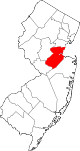 Округ Мидлсекс на карте штата.