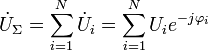 \dot U_\Sigma = \sum_{i = 1}^{N}\dot U_i = \sum_{i = 1}^{N}U_ie^{-j\varphi_i}